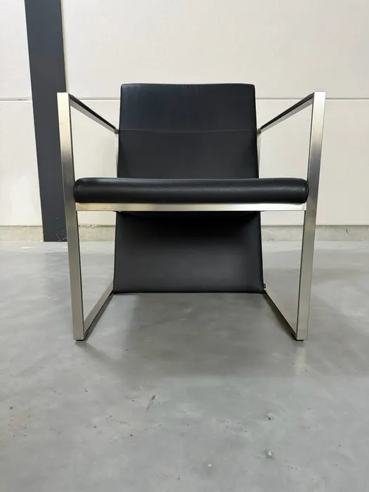 Arco Spine fauteuil, zwart leer & staal — Fauteuil (foto 6)